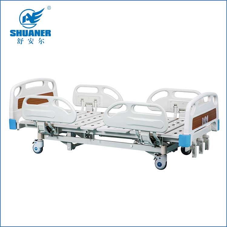 Tiga-Fungsi ABS Side Rails Manual Medical Bed