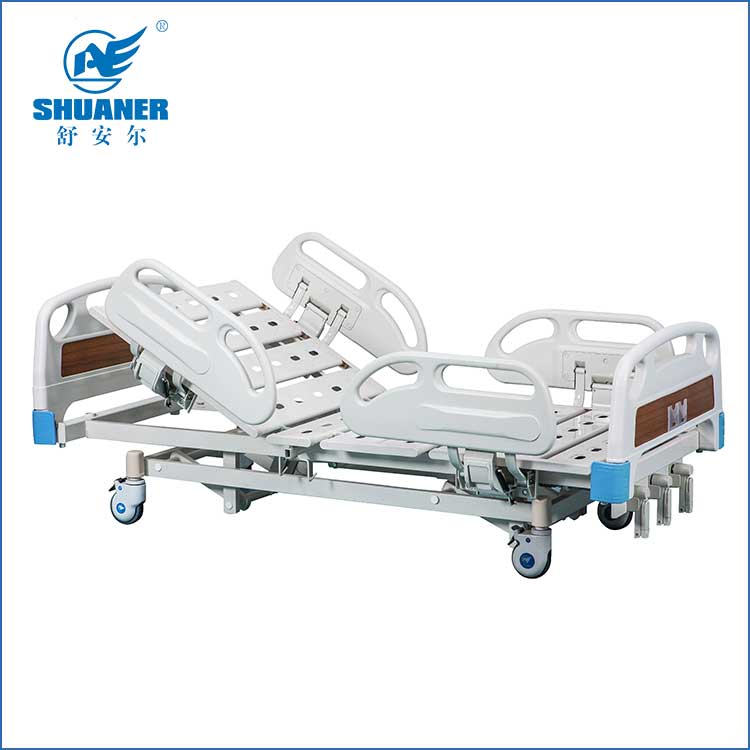 Telung-Fungsi Papat Mewah ABS Side RailsManual Medical Bed